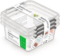Uzglabāšanas kastes komplekts, paredzēts uzglabāšanai Orplast Antibacterial, 0.85 l, caurspīdīga krās., 15 x 15 x 9 cm