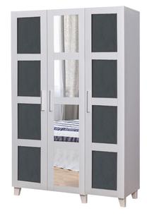Spinta Kalune Design Hedera 2 869VEL4259, antracito sp./balta sp., 48 cm x 120 cm x 189 cm, su veidrodžiu