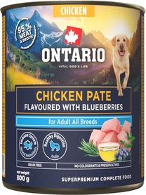 Šlapias šunų maistas Ontario Adult Pate, vištiena/mėlynės, 0.8 kg