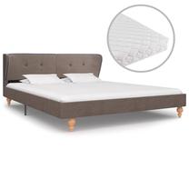 Lova dvigulė VLX Fabric 277593, 180 x 200 cm, ruda sp., su čiužiniu, su grotelėmis