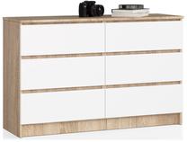 Komoda Akord K120, ruda sp./balta sp., 77 cm x 120 cm x 40 cm
