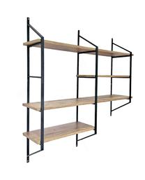 Sieninė lentyna Kalune Design Raffy 6, ruda sp./juoda sp., 120 cm x 28 cm x 120 cm