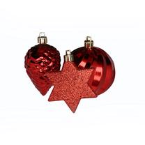 Ziemassvētku eglīšu rotaļlietu komplekts Christmas Touch JP00, sarkana krās., plastmasa, 3 gab.