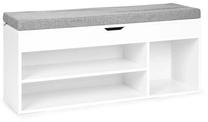 Suoliukas su batų lentyna, balta sp./pilka sp., 104 cm x 30.5 cm x 49 cm