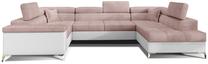 Kampinė sofa Thiago Omega 91, Soft 17, balta sp./rožinė sp., dešininė, 350 x 202 cm x 90 cm