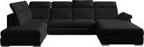 Kampinė sofa Evanell Sawana 14, juoda sp., dešininė, 216 x 330 cm x 102 cm