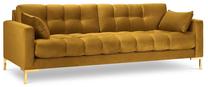 Sofa Micadoni Home Mamaia Velvet, geltona sp., 177 x 92 cm x 75 cm