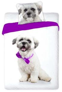 Комплект постельного белья Faro Best Friends Dog POW-18, белый цв./фиолетовый цв., 70 x 80 cm, 160 x 200 cm