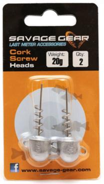Galvakablis Savage Gear Cork Screw Heads, 20 g, sidabro sp., 2 vnt.