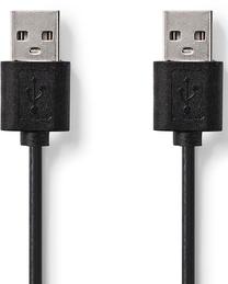 Laidas Nedis USB A male, USB A male, 2 m, juoda sp.