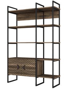 Pastatoma lentyna Kalune Design Santana 804TRH3608, juoda sp./riešuto sp., 180 cm x 120 cm x 39 cm