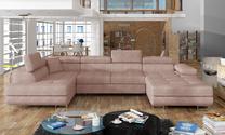 Kampinė sofa Rodrigo Omega 91, rožinė sp., kairinė, 202 x 345 cm x 90 cm
