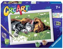 Glezna pēc numuriem Ravensburger CreArt Sleepy Kitty with a Dog