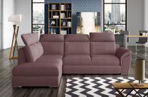 Kampinė sofa Loreto Solar 63, rožinė sp., kairinė, 210 x 260 cm x 102 cm
