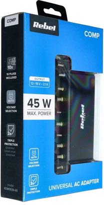 Lādētāji portatīvajiem datoriem Rebel Universal Travel Charger, 45 W, 18 - 20 V