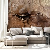 Fototapete Artgeist Rock Abstraction - Brown And Beige Pattern In The Style Of Cracked Stone, 105 cm x 150 cm