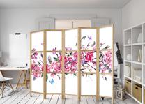Širma Artgeist Pertvara - Style: Flowers And Butterflies II Paravent_Sj0030, įvairių spalvų, 225 cm x 172 cm