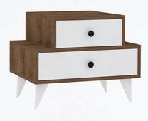 Naktinis staliukas Kalune Design Mise 835PUQ5040, balta sp./riešuto sp., 50 cm x 44 cm x 63 cm