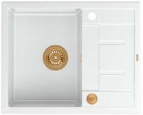 Кухонная мойка Quadron Morgan 116, гранит, 62 см x 50 см x 21 см, белый цв./медный цв.