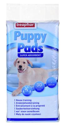 Suņu apmācību paklājs Beaphar Puppy Pads, 60 x 60 cm, 30 gab. balta krās.