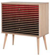 Комод Kalune Design Trio 221, дубовый цв./многоцветный/коричневый цв., 90 см x 80 см x 40 см