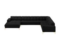 Kampinė sofa Micadoni Mamaia Velvet, juoda sp., dešininė, 327 x 256 cm x 75 cm