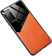 Telefona vāciņš Mocco Lens Leather Back Case, melna krās./oranža krās., Apple