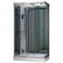 Garinė dušo kabina Amue Premium AMUE-AR1280-2LM Mirror, masažinė, stačiakampė, 120 cm x 80 cm x 217 cm, balta sp./pilka sp./grūdintas