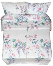 Пододеяльник Rustilė Birdie 6580, белый цв./зеленый цв./розовый цв., 220 см x 210 см