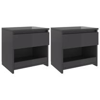 Naktinis staliukas VLX High Gloss, pilka sp., 39 cm x 30 cm x 40 cm