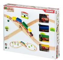 Игрушечный поезд с рельсами Play & Learn Wood Train Set, многоцветный