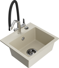 Кухонный умывальник с кухонным смесителем Mexen Milo Duo, гранит, 43.5 см x 41 см x 17.1 см, бежевый цв.
