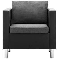 Krėslas VLX Faux Leather 247164, juoda sp./šviesiai pilka sp., 61 cm x 70 cm x 62 cm
