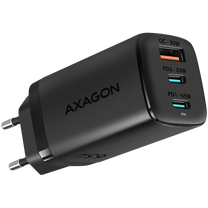 Telefona lādētājs Axagon ACU-DPQ65, USB Type A/2 x USB Type C, melna krās., 65 W