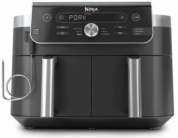 Karšto oro gruzdintuvė Ninja Dual Zone XL DZ950EU, pilka sp., 2470 W, 9.5 l
