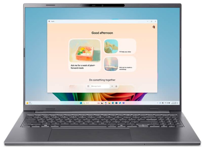 Nešiojamas kompiuteris Acer Aspire 16 AI A16-11MT-X8A9 NX.JNGAA.005, X1‑26‑100, 16 GB, 512 GB, 16 ", Qualcomm® Adreno™ GPU, pilka sp., EN, Windows 11 home