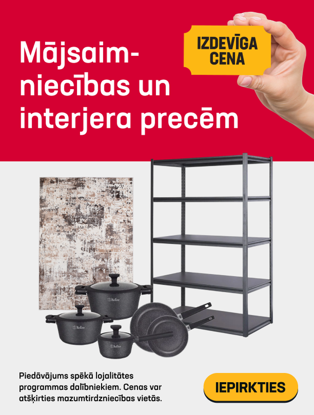 IZDEVĪGA CENA MĀJSAIMNIECĪBAS UN INTERJERA PRECĒM