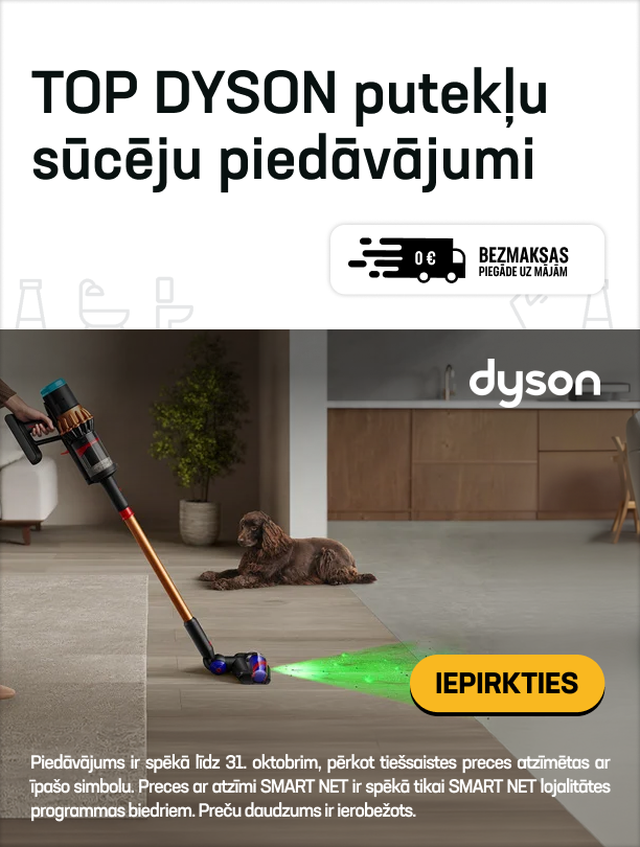 TOP Dyson putekļu sūcēju piedāvājumi