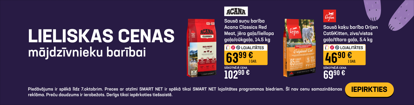 Lieliskas cenas mājdzīvnieku barībai