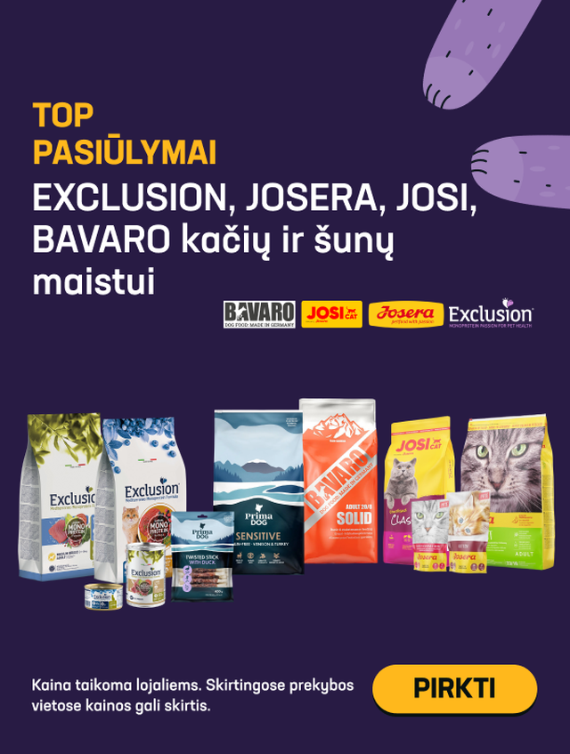 TOP pasiūlymai EXCLUSION, JOSERA, JOSI, BAVARO kačių ir šunų maistui