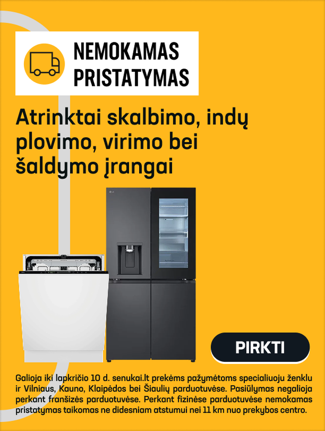 Atrinktai skalbimo, indų plovimo, virimo bei šaldymo įrangai nemokamas pristatymas