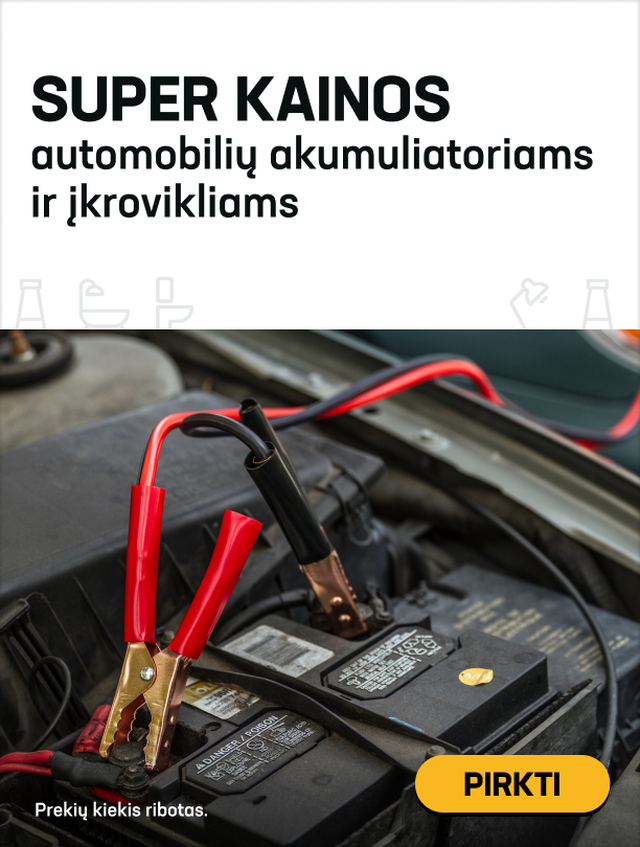 Super kainos automobilių akumuliatoriams ir įkrovikliams